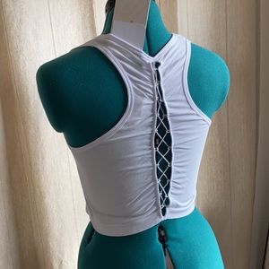 Fabletics crop top lace up XS